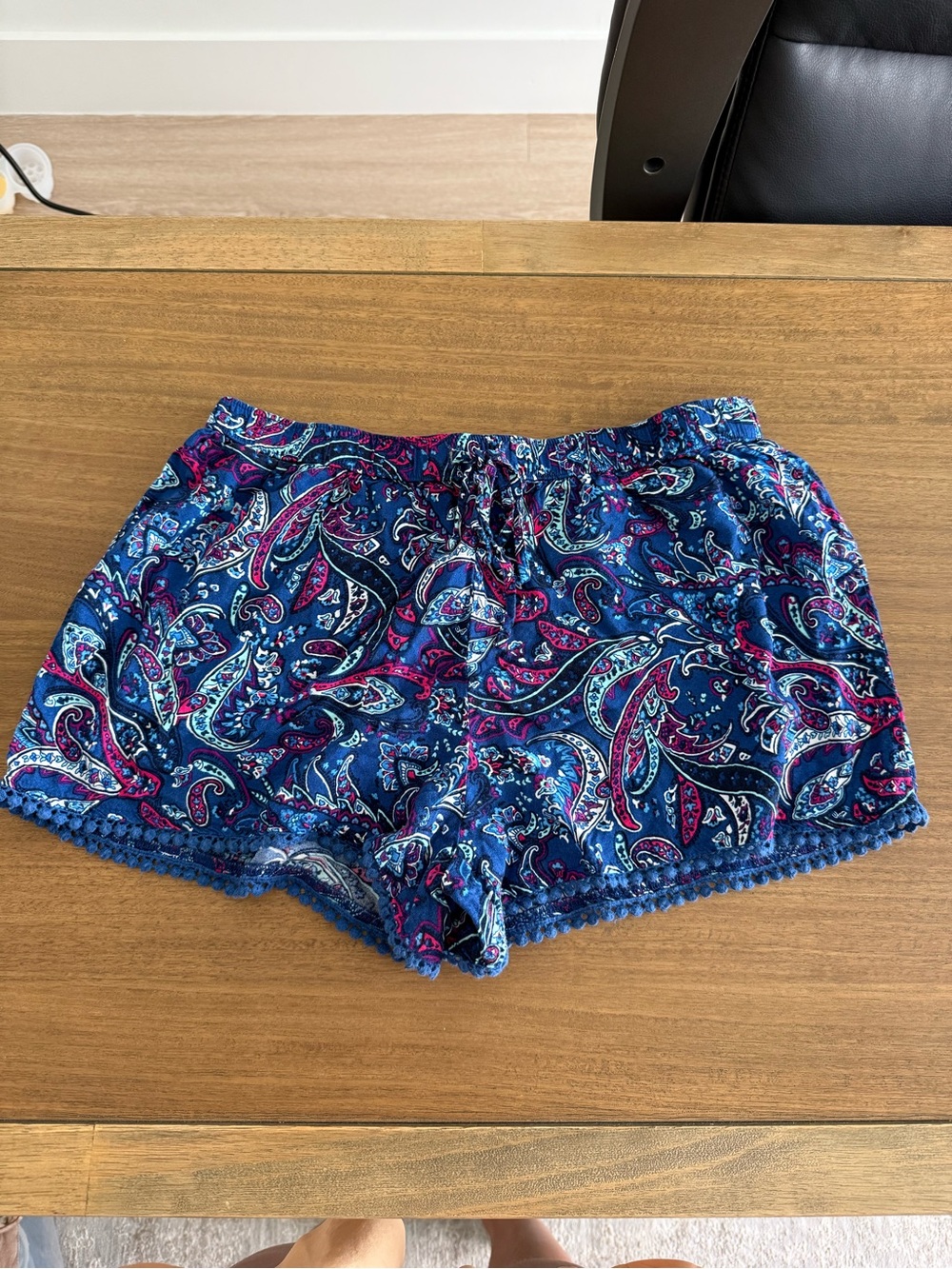 Hollister Navy Paisley High-Waist Lounge Shorts